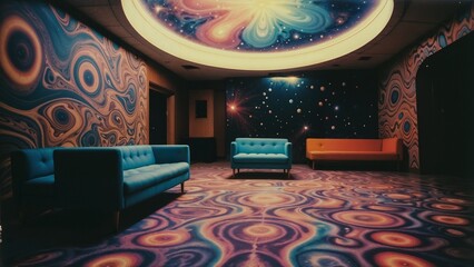 Fantastic interior in a nightclub - obrazy, fototapety, plakaty