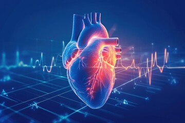Heart Health Awareness: Blue Background Illustration