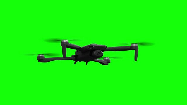 3d render of a drone in flight on green screen	