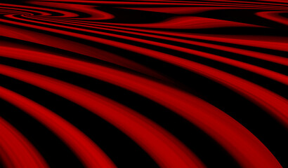 Abstract texture with red curved lines on a black background. Dark illustration