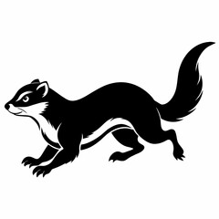 a ferret vector silhouette, in black color, against a solid white background (1)