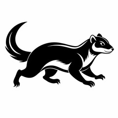a ferret vector silhouette, in black color, against a solid white background (3)
