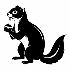 a ferret vector silhouette, in black color, against a solid white background (13)