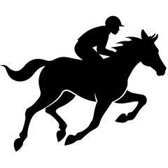 a horse raider racing a horse vector silhouette, black color silhouette, white background (8)
