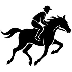 a horse raider racing a horse vector silhouette, black color silhouette, white background (2)