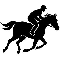 a horse raider racing a horse vector silhouette, black color silhouette, white background (13)