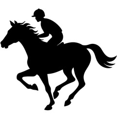 a horse raider racing a horse vector silhouette, black color silhouette, white background (5)