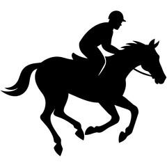 a horse raider racing a horse vector silhouette, black color silhouette, white background (12)