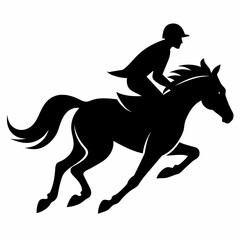 a horse raider racing a horse vector silhouette, black color silhouette, white background (10)