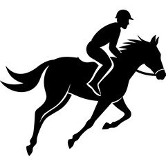 a horse raider racing a horse vector silhouette, black color silhouette, white background (15)