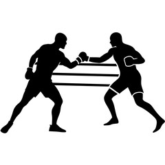 a minimalist boxing match featuring two men fighting in the boxing ring (4)