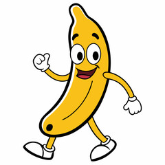 Banana fruit groovy carton character vector art illustration (5)