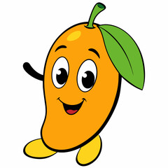 mango fruit groovy carton character vector art illustration (28)