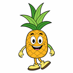 pineapple groovy carton character, solid white background (11)