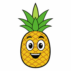 pineapple groovy carton character, solid white background (27)