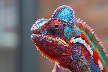 Colorful Chameleon Resting on Branch