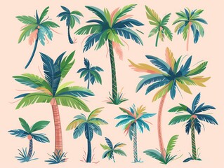 palm tree hand drawn flat design
