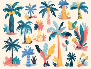 palm tree hand drawn flat design