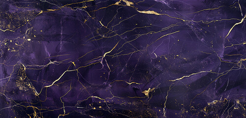 Sleek orchid purple  midnight black marble background enhanced with delicate gold streaks for a high-end stone effect