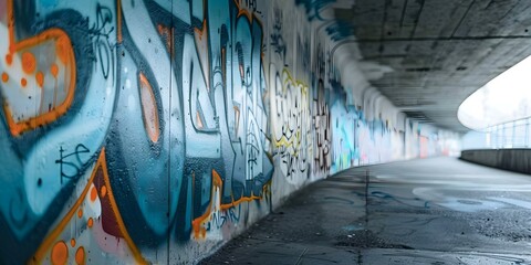 Layers of Concrete: Graffiti on City Walls Reflecting Stories of Change, Struggle, and Beauty. Concept City Walls, Graffiti Stories, Urban Change, Struggle, Beauty