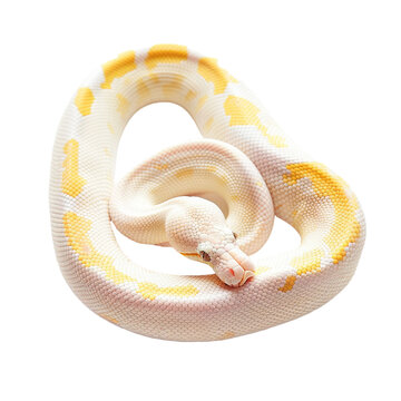White albino python snake on transparent or white background