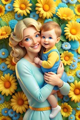 Floral mother’s day illustration