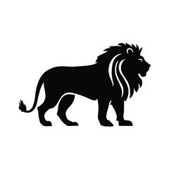 One  Lion silhouette. Lion black icon on a white background