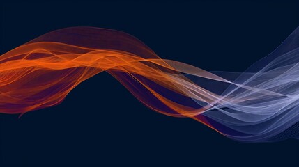 a dynamic, flowing light pattern with blue and orange hues against a dark background