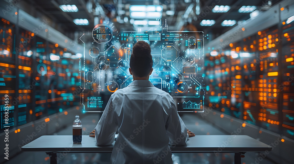 Poster visual representation of industry 0 with ai robot assistants, cloud big data, and automation.