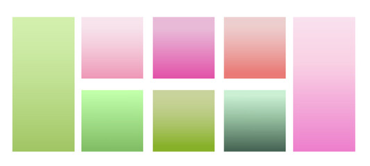 Set of gradient backgrounds. Green and pink are trendy summer colors. For graphic design. Vector illustration
