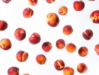 peaches flying on a white background