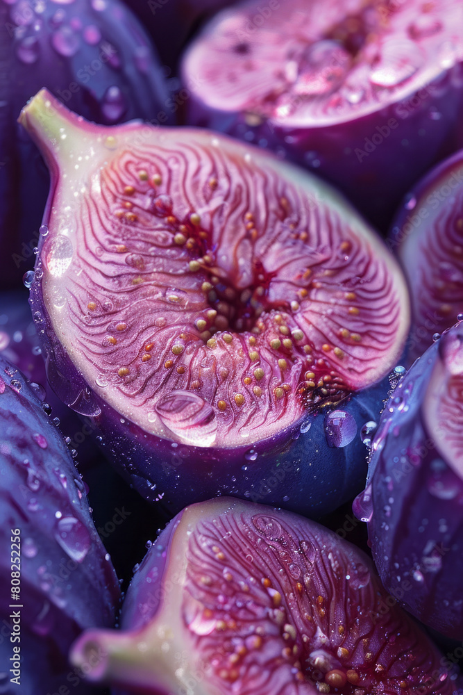 Poster fluid art technique to create an image of a fig, with deep purples and vibrant pinks swirling togeth