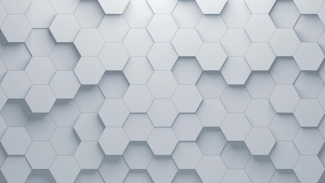 Hexagonal High Tech Corporate Background. Extruded 3D hexagons with soft shadows. Looped video.