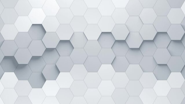 Hexagonal High Tech Corporate Background. Extruded 3D hexagons with soft shadows. Looped video.