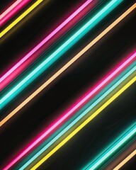 Retro Neon Banner, Gradient Lines, Vintage Style, Theme