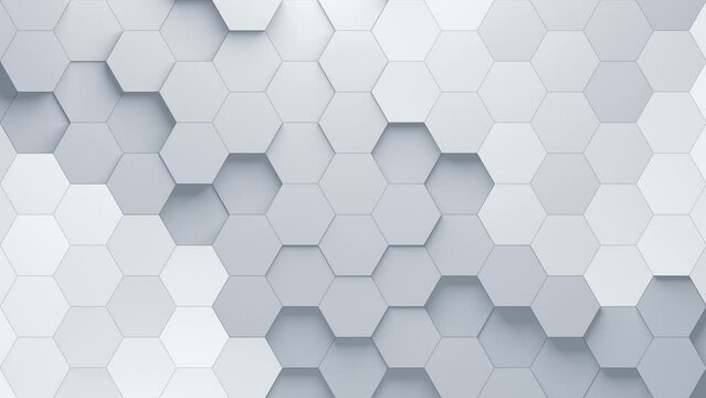 Hexagonal High Tech Corporate Background. Extruded 3D hexagons with soft shadows. Looped video.