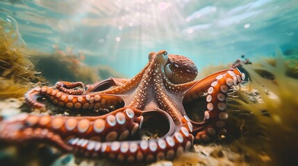 Common octopus (Octopus vulgaris). Wildlife animal.