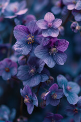 Naklejka premium An organic spread of violets, with the small and delicate flowers turning into a tapestry of purple hues,