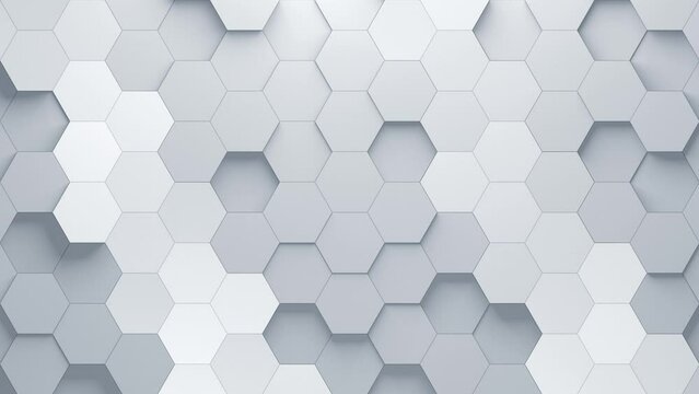 Hexagonal High Tech Corporate Background. Extruded 3D hexagons with soft shadows. Looped video.
