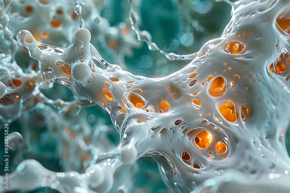 Poster high-resolution close-up of an abstract fluid cell pattern with an intricate and vivid structure