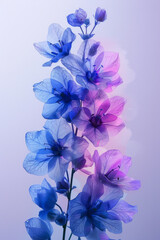 A fluid mosaic of watercolor bluebells, with the paint bleeding into the paper like flowers swaying in a gentle breeze,