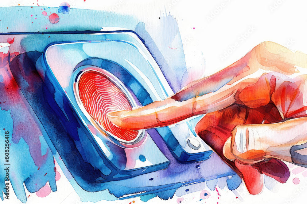 Aufkleber a painting depicting a hand pressing a button, capturing the moment of interaction between the hand 