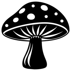 Mushroom vector silhouette  an white background 