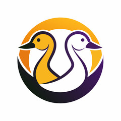Two ducks logo icon two vector silhouette 