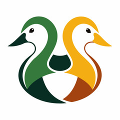 Two ducks logo icon two vector silhouette 