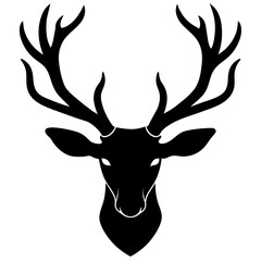 Minimalist deer antlers vector silhouette on white background 