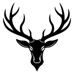 Minimalist deer antlers vector silhouette on white background 