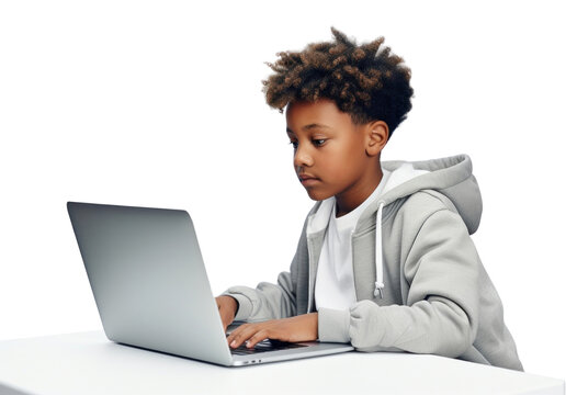 PNG Black Child Student Study Online Computer Laptop Sitting.