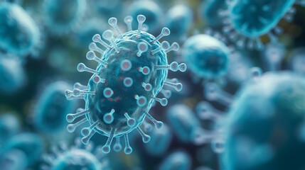 Ai illustration viruses causing infectious diseases, decreased immunity example: Hepatitis, H1N1, HIV, FLU, AIDS. Сoncept of viral disease. Virus abstract background