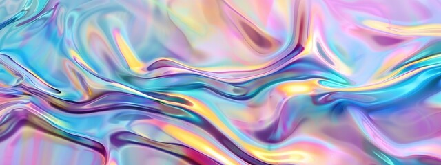 iridescent holographic fluid, white background, seamless
